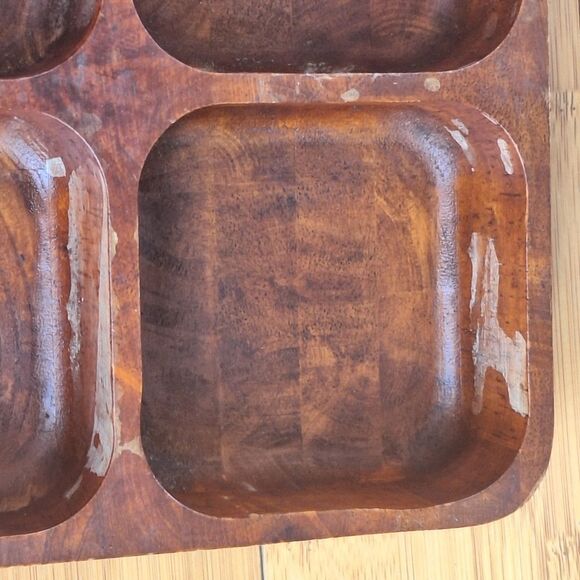 Solid Wood Tray Compartment Nuts Dried Fruit Trinket Organizer Display Decor TLC - Picture 12 of 16